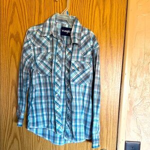 Boys button up shirt, wrangler size M